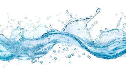 Blue Water Splash Isolated on White Background