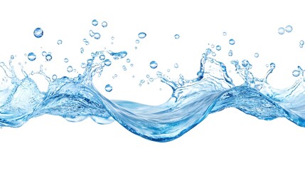 Blue Water Splash Isolated on White Background