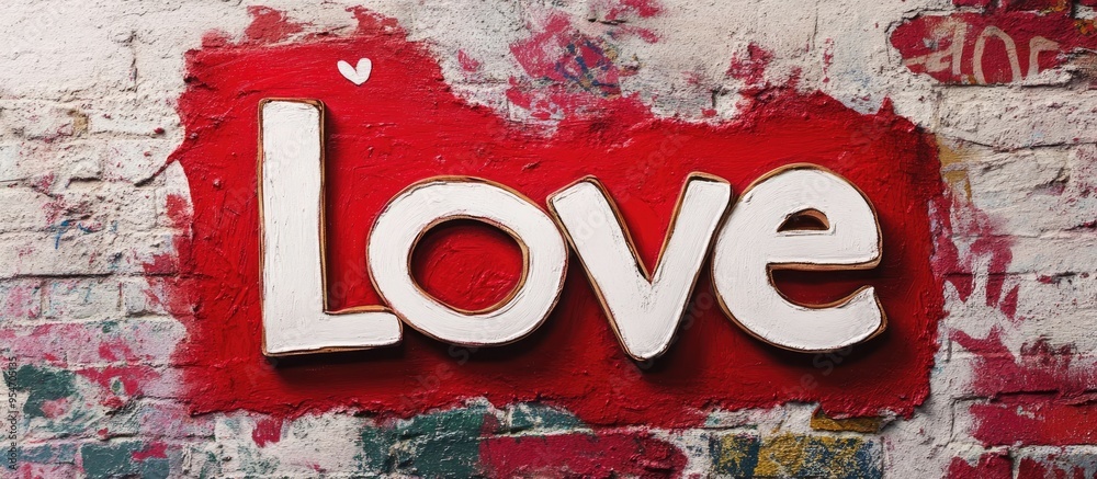 Poster sticker featuring the word love. with copy space image. Place for adding text or design