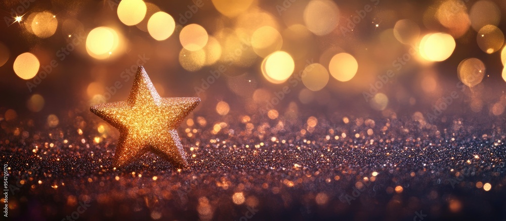 Fototapete elegant abstract festive background featuring bokeh lights and star texture. with copy space image. 