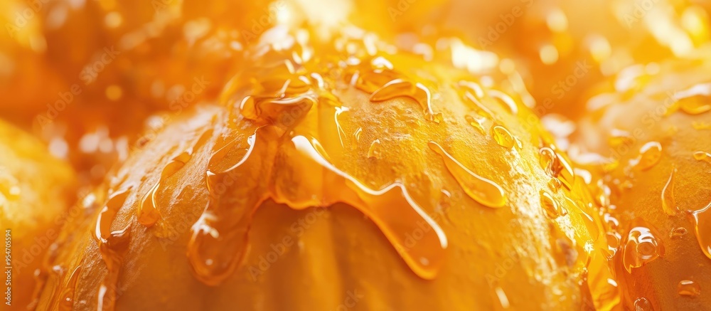Aufkleber closeup of pumpkin texture on an abstract holiday street. with copy space image. place for adding te