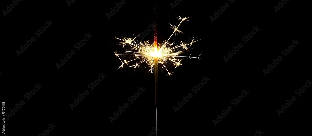 Poster New Year s party sparkler against a black background. with copy space image. Place for adding text or design
