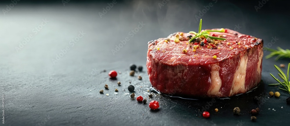 Leinwandbilder Steak uncooked and prepared Idea for restaurant menu or promotions. with copy space image. Place for adding text or design