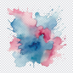 Obraz premium Sky blue, soft pink and different watercolor stains with hand painted on a transparent background AI generated