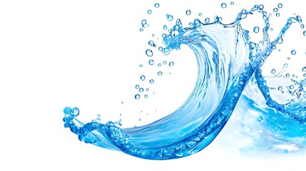 Blue Water Splash, Liquid Texture, White Background