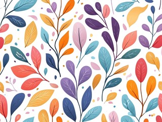 Vibrant Botanical Pattern with Unexpected Color Combinations and Abstract Shapes
