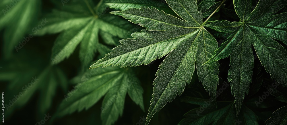 Leinwandbilder green leaf of a japanese maple. with copy space image. place for adding text or design