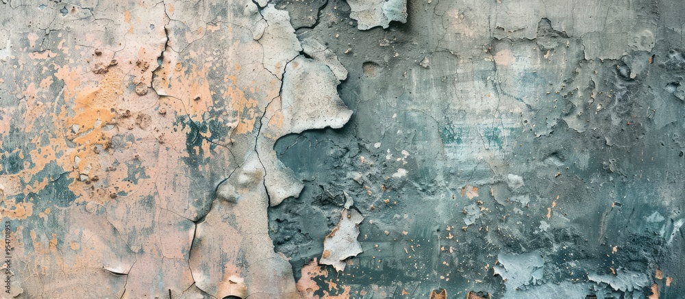 Leinwandbilder fragment of an old concrete wall featuring a painted stucco texture background. with copy space imag