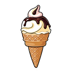 vector illustration of a single ice cream cone.
