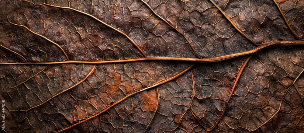 Leinwandbilder close up of the fiber structure in dry leaves. with copy space image. place for adding text or desig