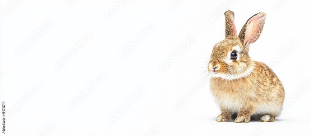 Aufkleber Dwarf rabbit set against a white background. with copy space image. Place for adding text or design