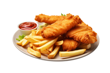 Fish and chips on a plate