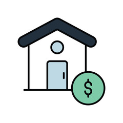 home budget color line icon with white background vector stock illustration