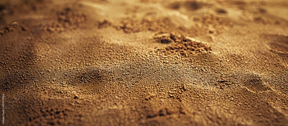 Poster Dirty wet sand creates a grunge horizontal shabby background in close up The image of the sand pattern is blurred This forms an abstract nature background. with copy space image