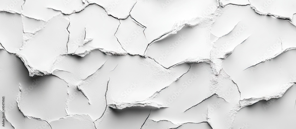 Aufkleber Zigzag pattern on the fractured white wall. with copy space image. Place for adding text or design