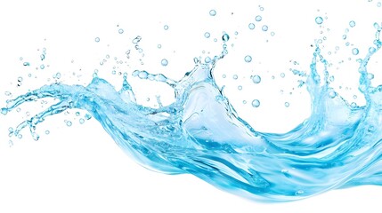 Obraz premium Blue Water Splash with Bubbles - Isolated Background
