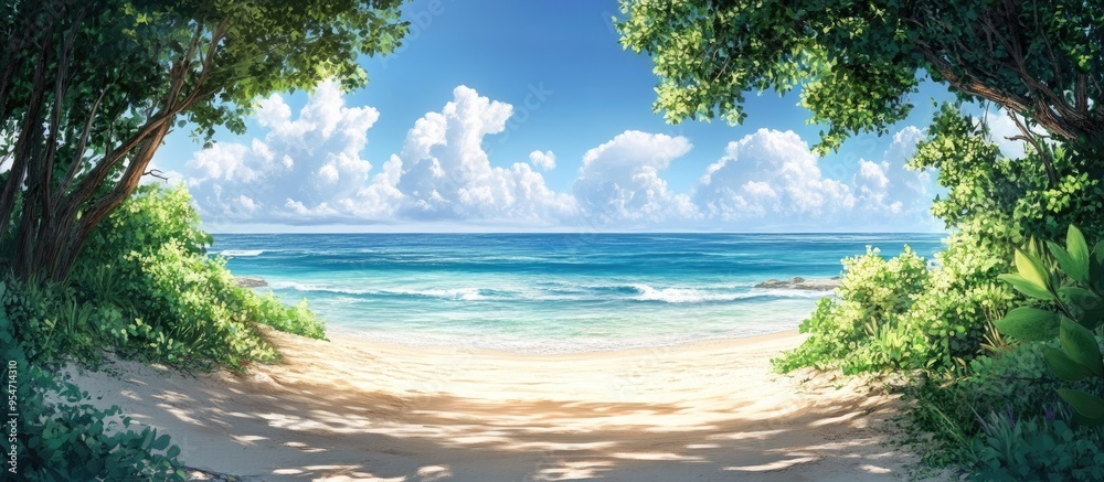 Fototapete the beach view is pleasant. with copy space image. place for adding text or design