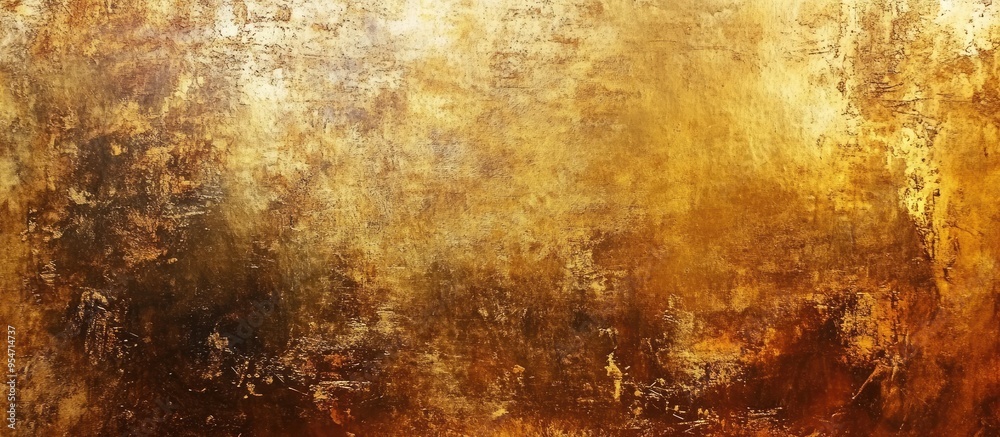 Leinwandbilder Golden grungy wall background or texture. with copy space image. Place for adding text or design