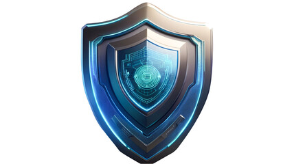 3d internet security badge with a futuristic technology background realistic 8k on transparent background