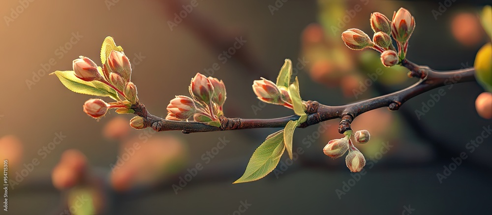 Poster close up texture background of serviceberry tree amelanchier arborea branches featuring newly opened