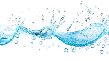 Obraz premium Blue Water Splash with Bubbles - Liquid Texture Background