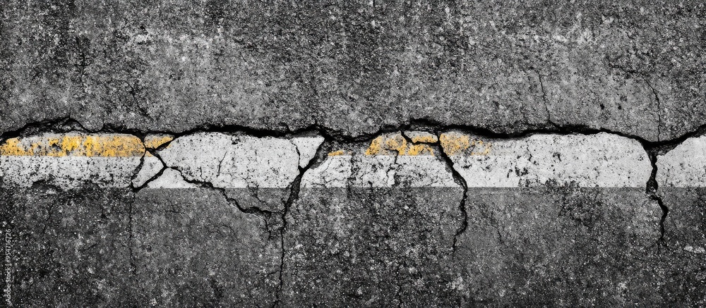 Aufkleber cracked texture of a cement road background. with copy space image. place for adding text or design