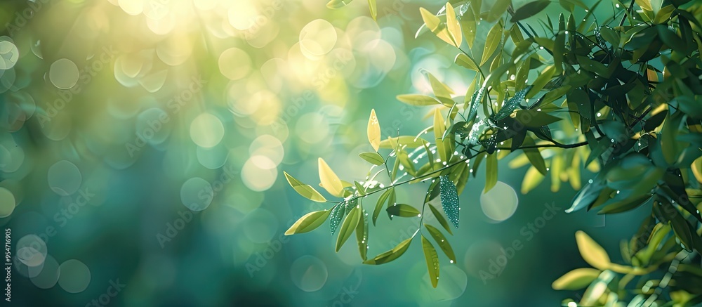 Poster abstract blurred nature backdrop with bokeh for creative designs out of focus green leaves bokeh bac
