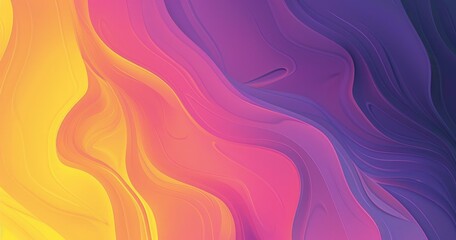 Obraz premium A vibrant abstract design featuring flowing waves of yellow, pink, and purple hues, creating a dynamic visual experience.