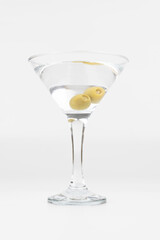 Classic Martini with Olives on White Background