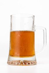 Frozen Beer Jug with Toasted Beer on White Backdrop