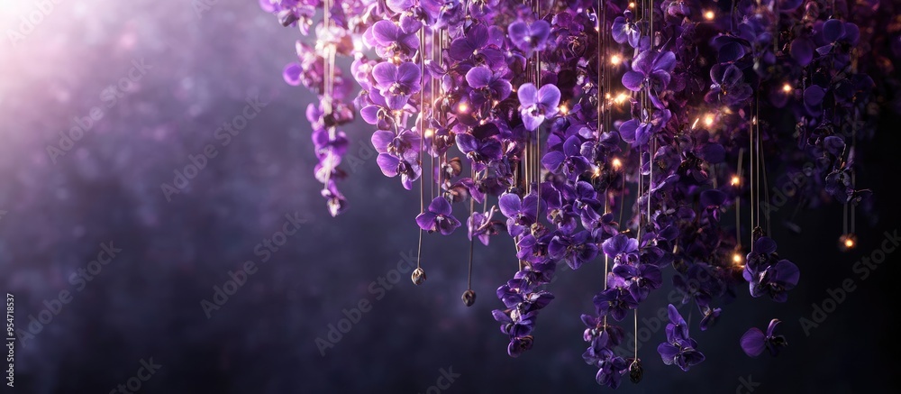Aufkleber purple flowers are a stunning chandelier. with copy space image. place for adding text or design