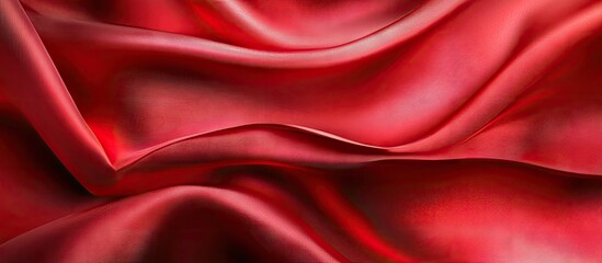 Obraz premium Red satin fabric ribbon serves as an abstract romantic backdrop A close up of the lovely shiny red silk ribbon texture background. with copy space image. Place for adding text or design