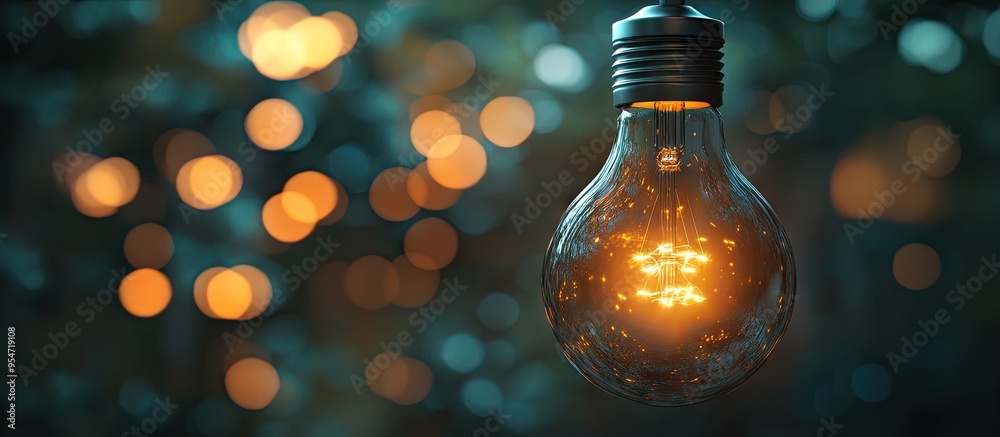 Poster led glass light bulb with a blurred background. with copy space image. place for adding text or desi