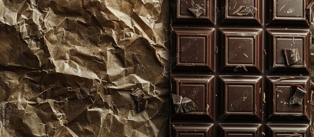 Leinwandbilder textured vintage paper backdrop featuring a dark chocolate bar. with copy space image. place for add