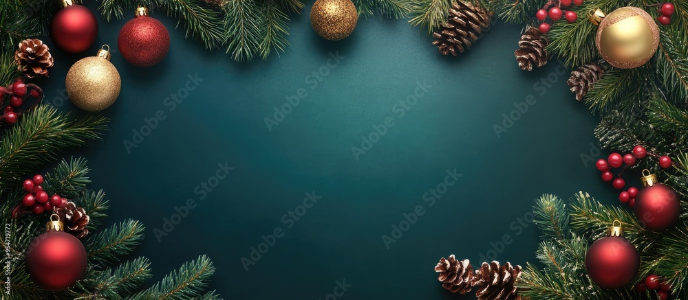 Aufkleber Christmas Retro Card border layout. with copy space image. Place for adding text or design