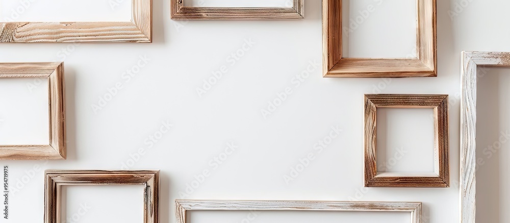 Leinwandbilder wooden picture frame set against a white background. with copy space image. place for adding text or