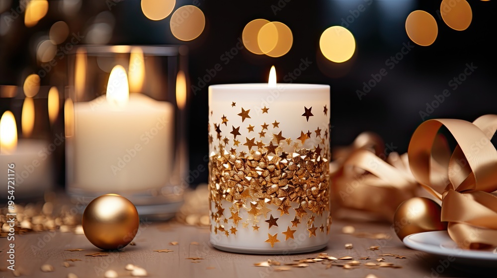 Wall mural christmas candles on the table