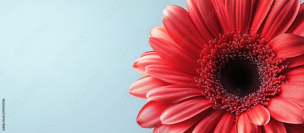 Poster red gerbera blossom. with copy space image. Place for adding text or design