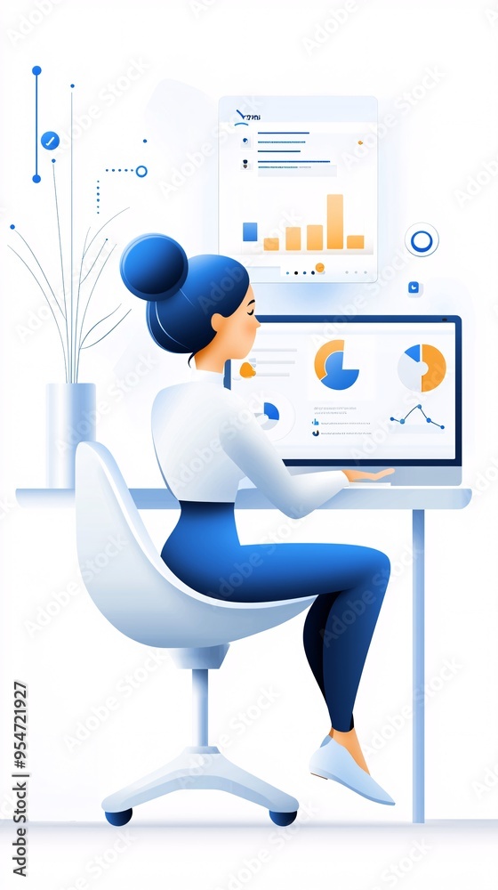 Aufkleber user accessing a website s backend with a dashboard full of analytics, data-driven web management, u