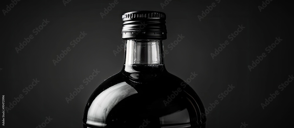 Poster close up of the bottleneck of a glass bottle copy space a graphic still life featuring light and sha