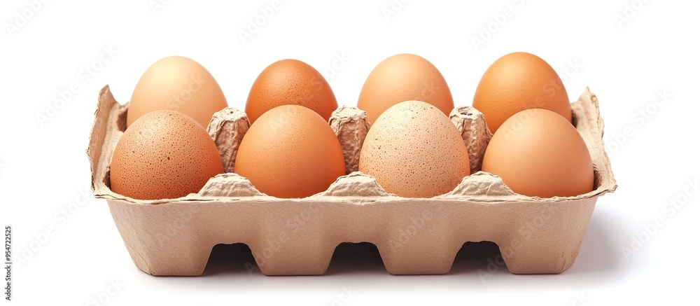 Aufkleber six eggs in a box isolated on a white background with copyspace