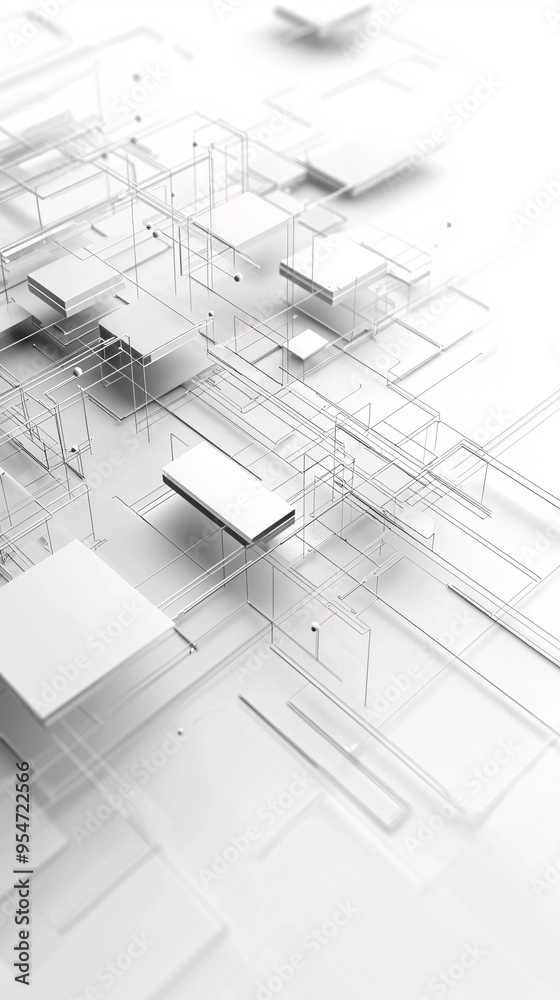 Poster wireframe of a website layout with focus on user navigation paths, intuitive design concept, seamles