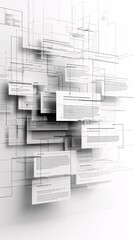 Wireframe of a website layout with focus on user navigation paths, intuitive design concept, seamless user experience.