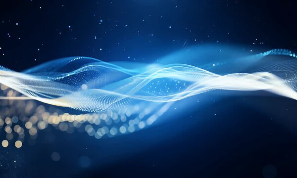 Seamless loop of glowing particles and drifting bokeh, creating a futuristic digital atmosphere backgrounds.