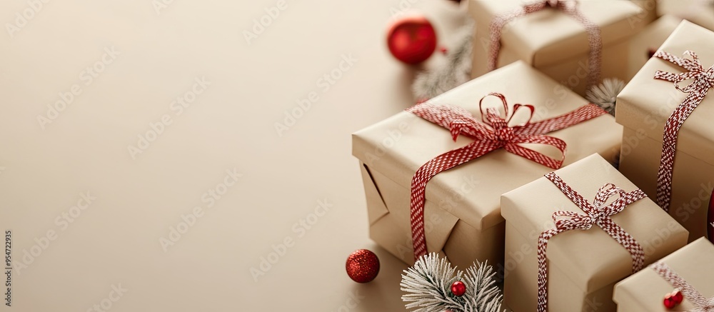 Poster wrapping holiday gifts. with copy space image. place for adding text or design