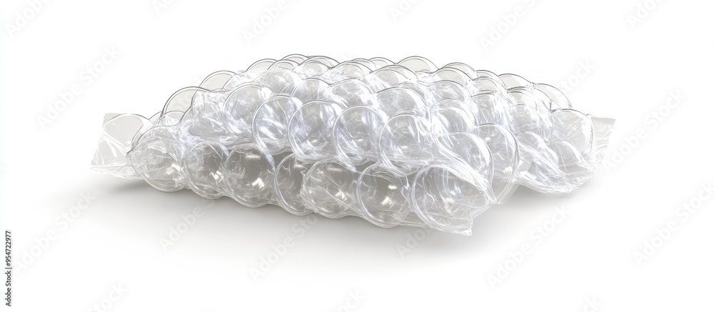 Poster Plastic bubble cushioning wrap isolated on a white background. with copy space image. Place for adding text or design