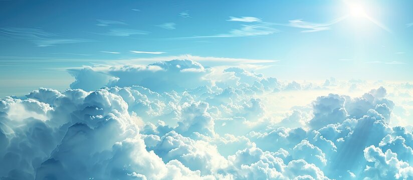 Beautiful blue sky with clouds Bright background with copyspace Nature backdrop concept