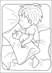 bed personal hygiene coloring book page