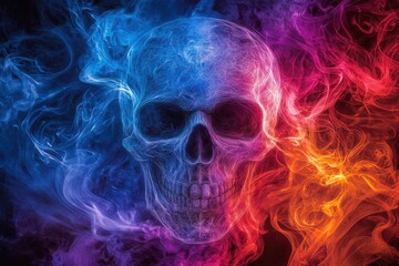 Fototapeta premium Colorful Skull Ethereal Smoke Concept