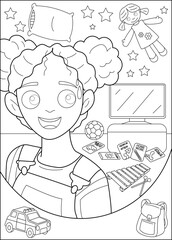 room personal hygiene coloring book page